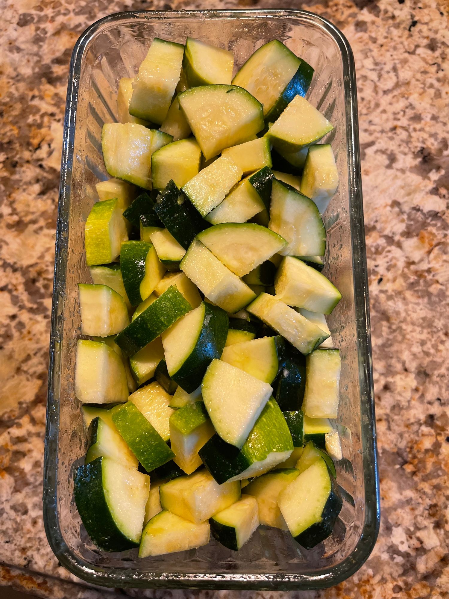 chopped zucchini seasoned with garlic black pepper and orange peel